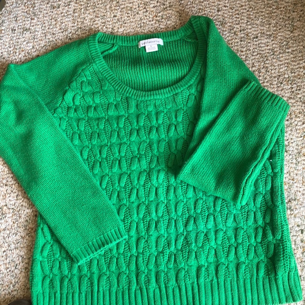 Cable sweater...Kelly Green